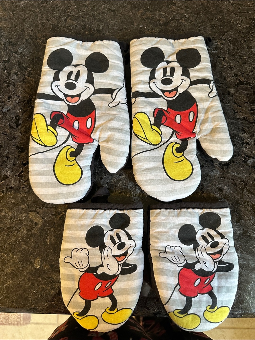 Disney Mickey Mouse Kitchen Mitts and Pot Holders - Black, White, Red, Yellow